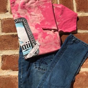 Hanes Hawaii pink tye dye tee